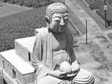 昭和二十九年に空撮したセメント大仏