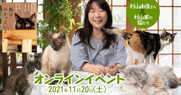 オンラインイベント】文春文庫『猫はわかっている』刊行記念 村山由佳さん＆村山家の猫たちによるライブ配信イベントを開催！  2021年11月20日（土）Zoomウェビナー配信 | イベント - 本の話